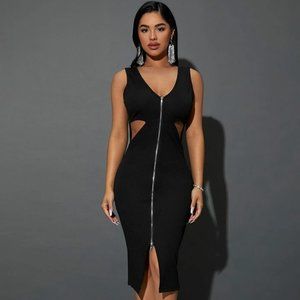 Shein Cut Out Zip Front Dress